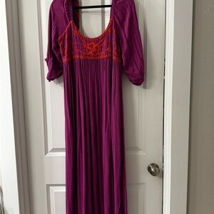 Free People Pink Embellished Sundress with Bishop Sleeves